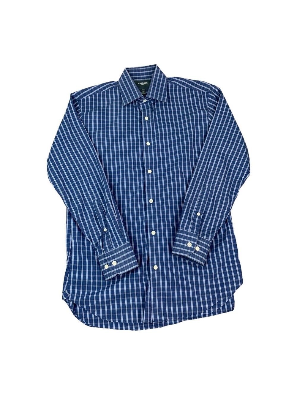 Bonobos Men’s Long Sleeve Button Down Shirt Slim Fit Blue Check Size 16/33